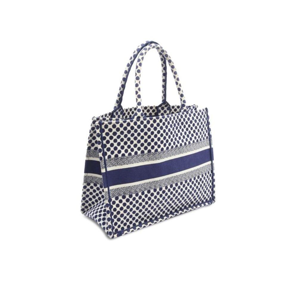Pre Loved Dior Medium Blue Dot Book Tote - Picture 2 of 8